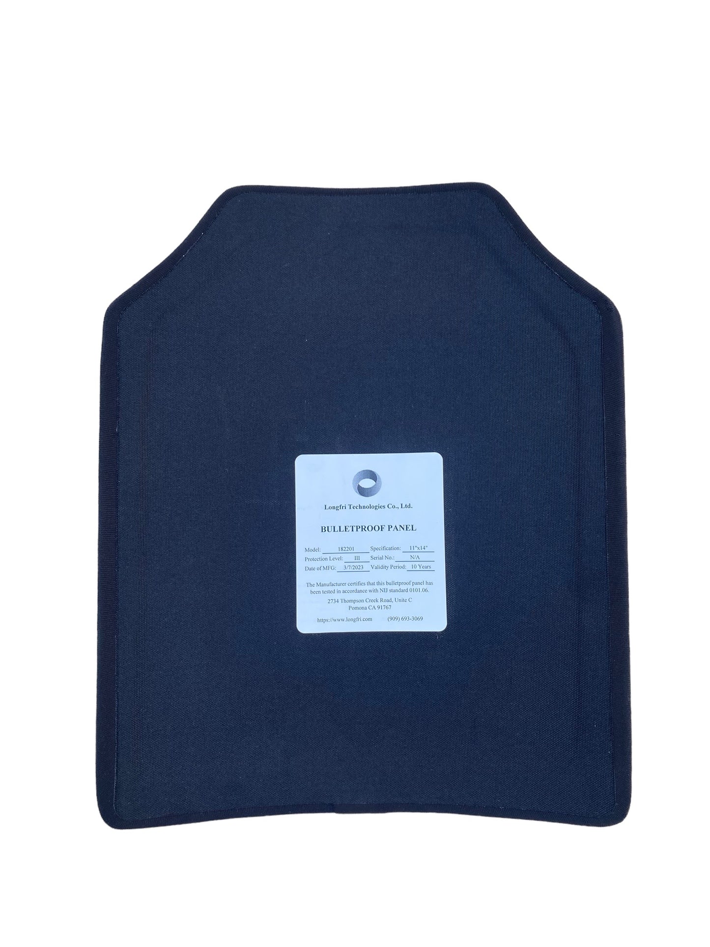 Level III 11"x14" Shooter's Cut Single Curve Hard Ballistic Plate