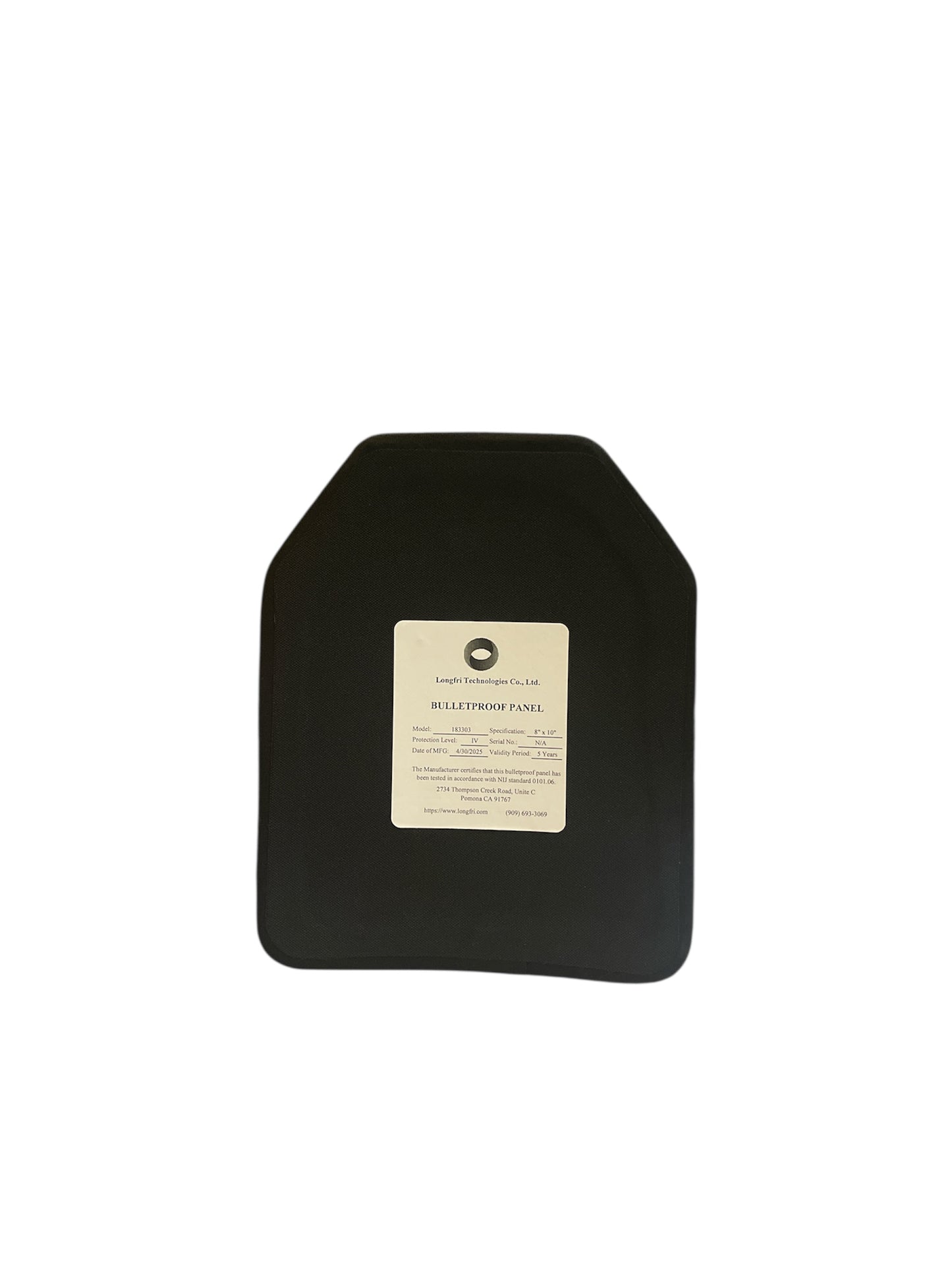 Level IV 8"x10" Shooter Cut Multi-Curve Hard Ballistic Plate
