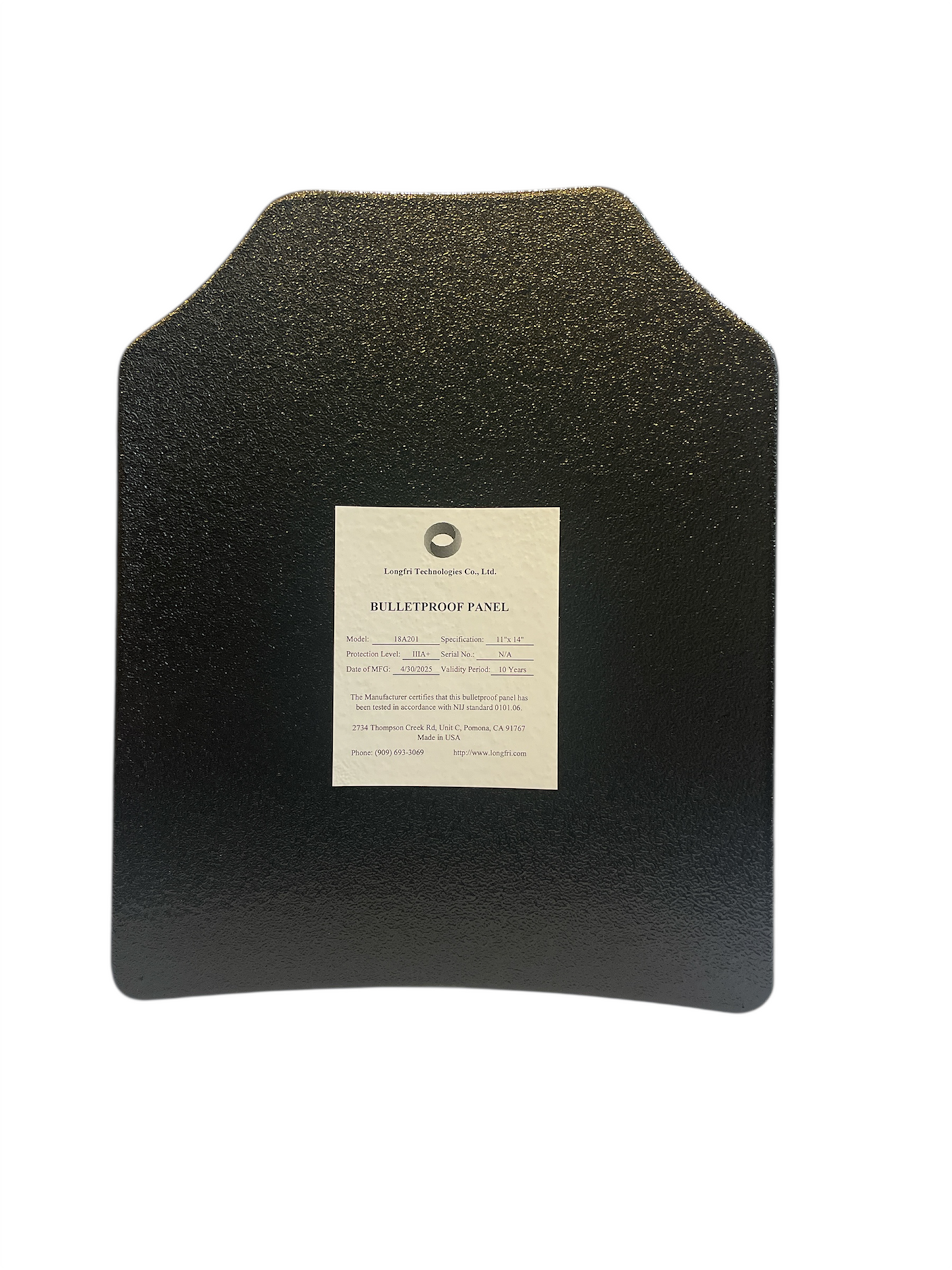 Level IIIA+ 11”x14” Shooter Cut Single Curve Polyurea Coating Hard Ballistic Panel