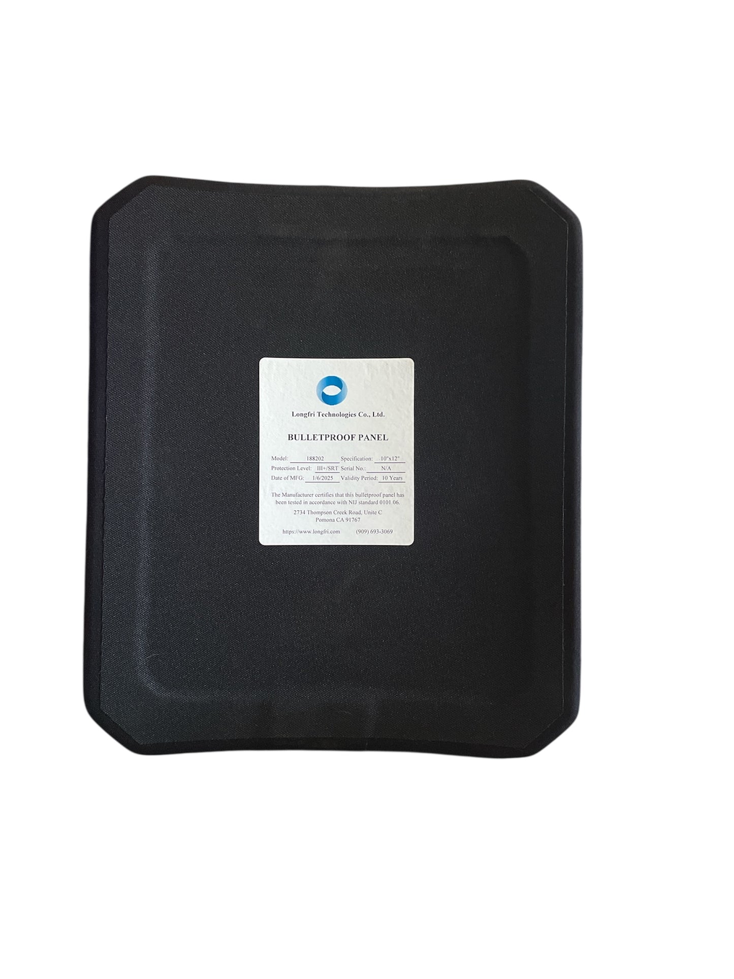 Level III+/SRT 10x12 Full Cut Single Curve Ballistic Plate