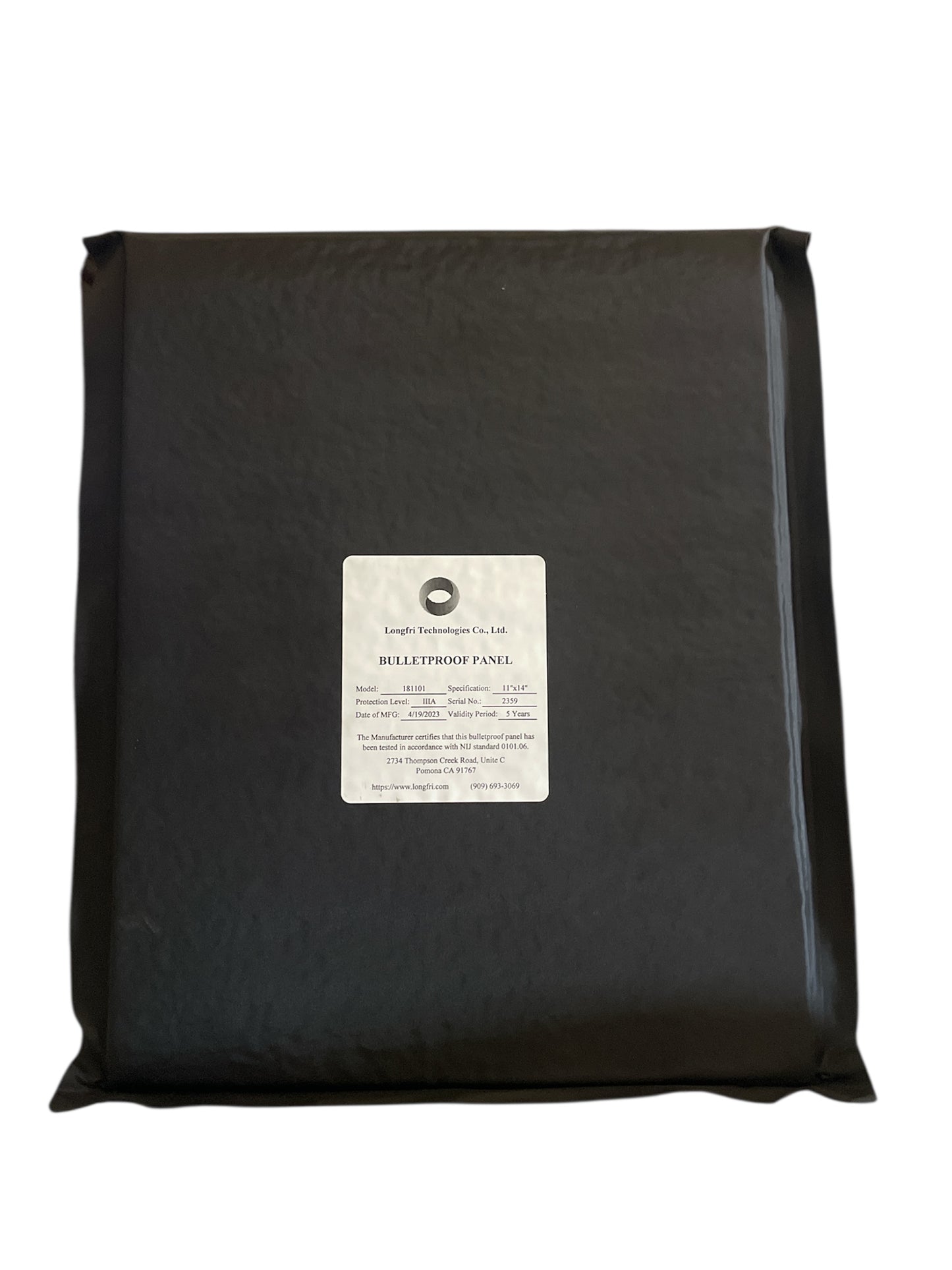 Level IIIA 11x14 Rectangular, Soft, Flat Ballistic Panel