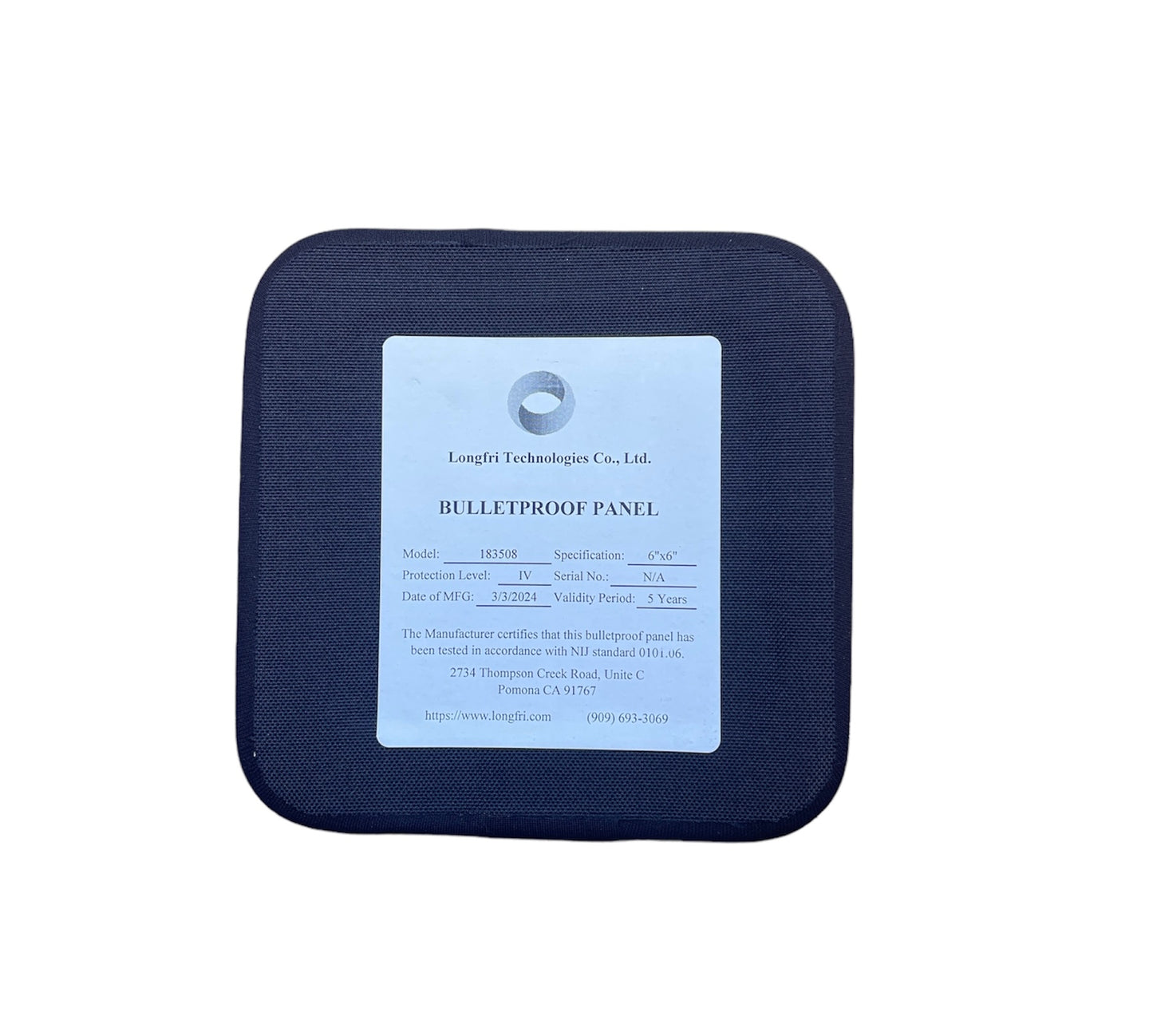 Level IV 6"x6" Single Curve Hard Plate