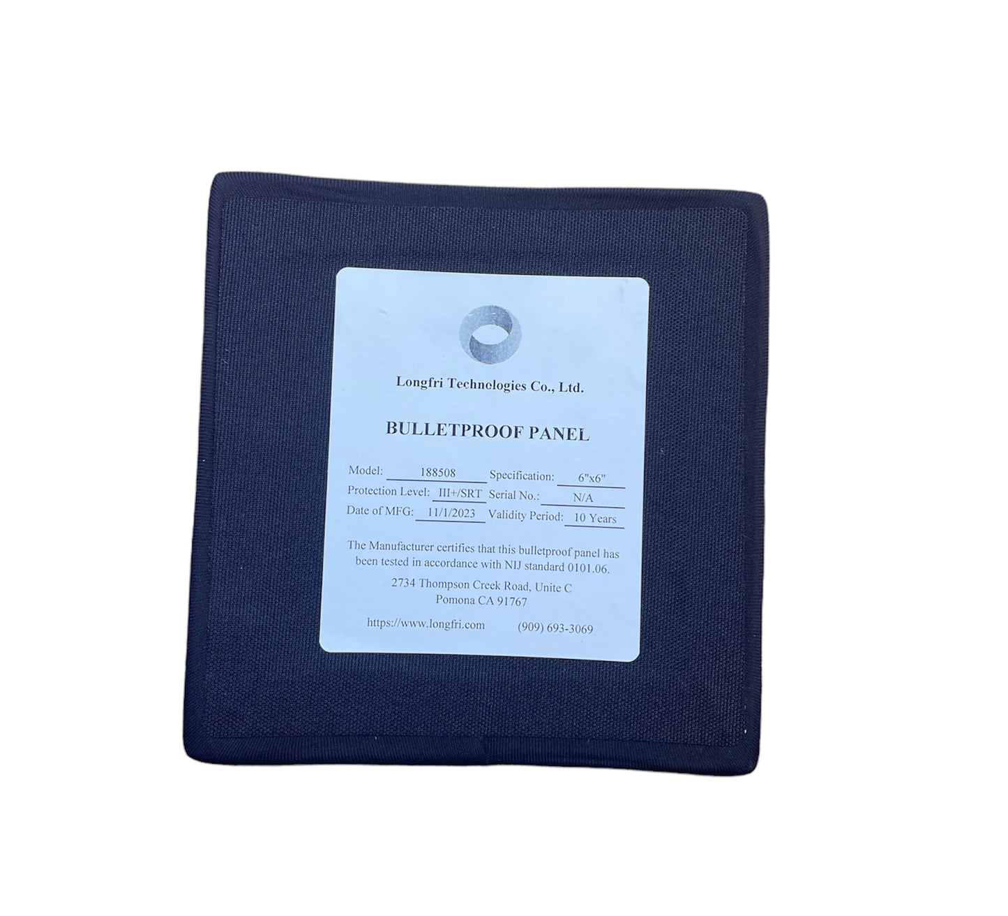 Level III+/SRT 6"x6" Single Curve Hard Ballistic Plate