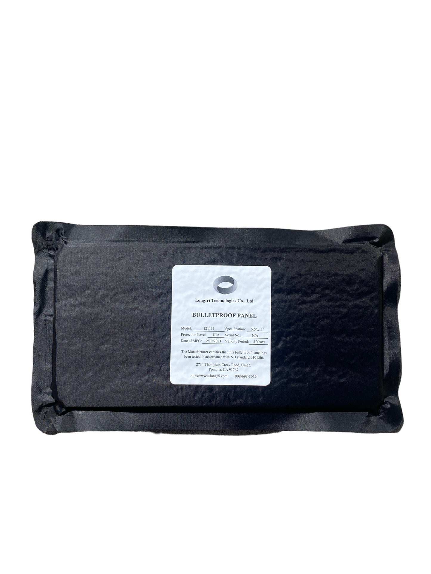Level IIIA 5.5”x11” Rectangular Flat Soft Ballistic Side Panel