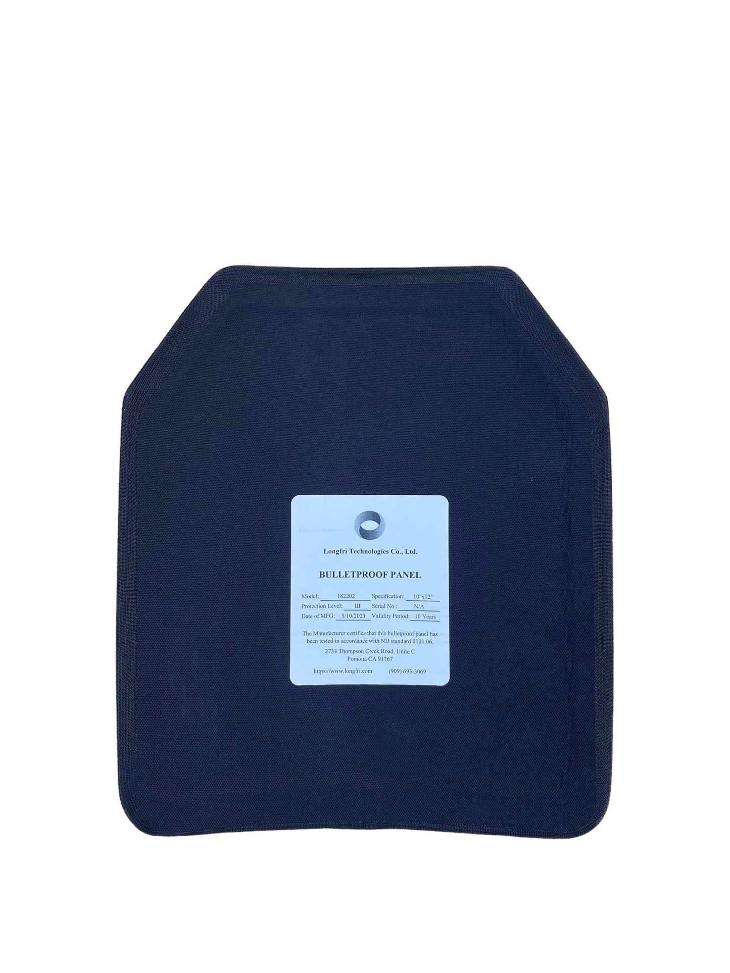 Level III 10"x12" Shooter's Cut Single Curve Hard Ballistic Plate