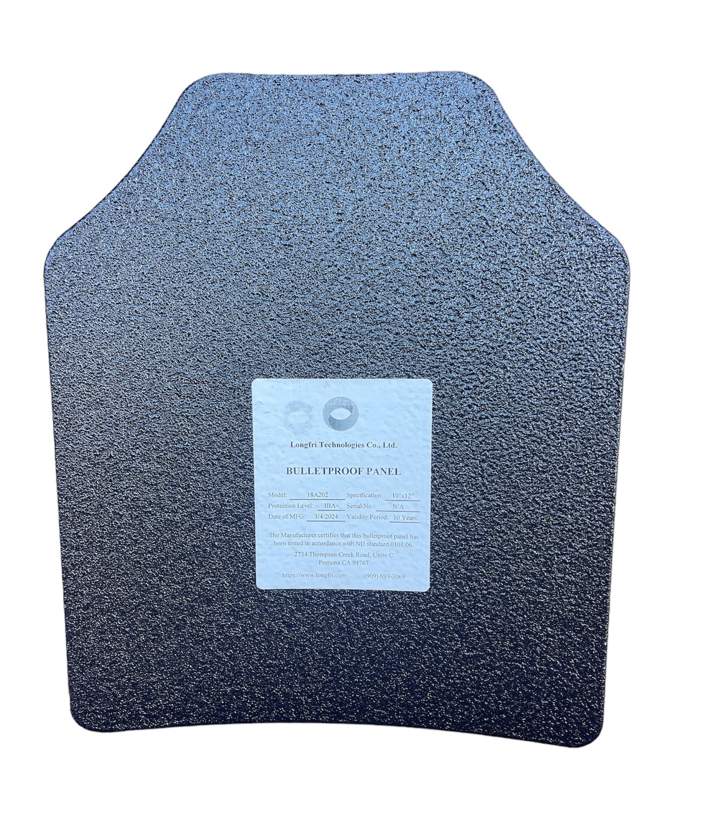 Level IIIA+ 10"x12" Shooter's Cut Single Curve Thin Polyurea Coating Hard Panel